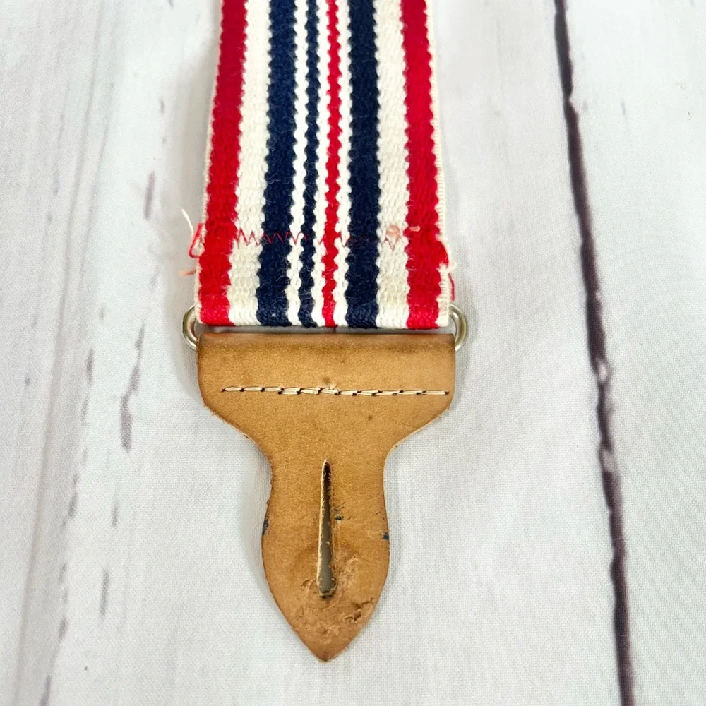 Vintage Levi’s Red White Blue Striped Suspenders Button End Leather Y-Back OS